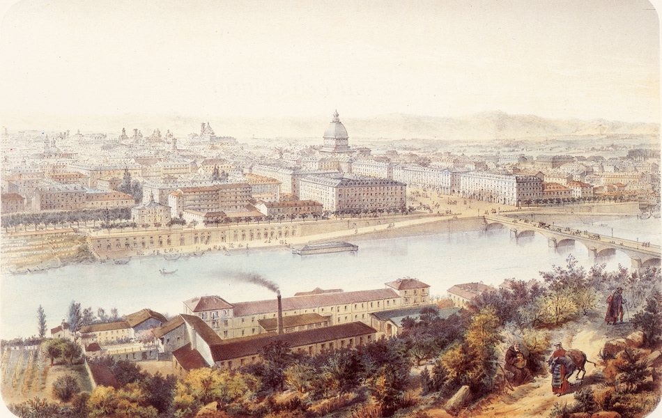 Painted with the Po in the first pair and Turin and the Antonelian Mole in the background